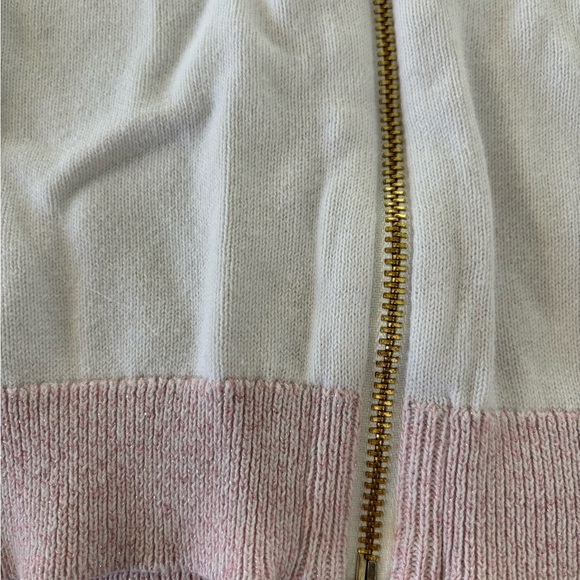 OshKosh B'gosh Pink and White Kids Zip Up Sweatshirt with Gold Zipper Size 5T - Picture 2 of 6